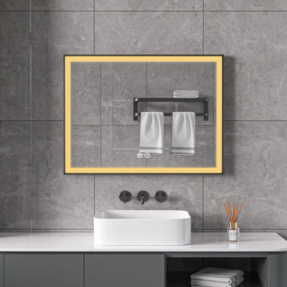 Infra Heating Lux+ LED Badkamerspiegel met Zwart Frame (60 x 60 cm) – Stijlvol & Functioneel