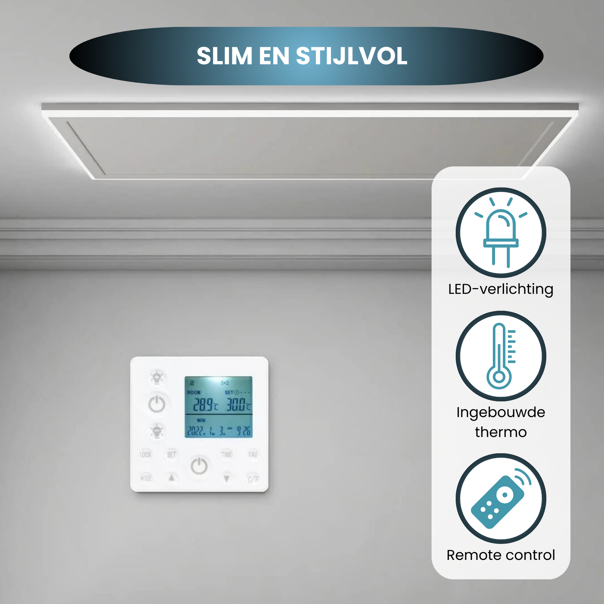 Infra Heating HL Serie Wifi infraroodpaneel met led verlichting 63x 65,5 cm 400 W